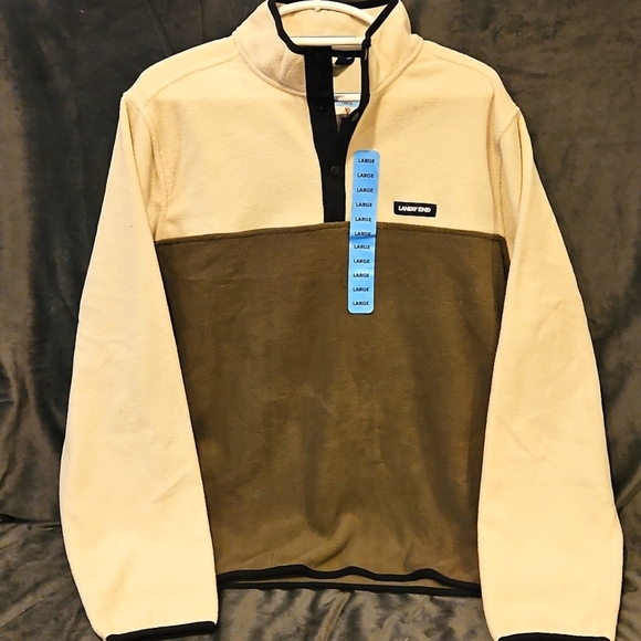 NWT Lands End Mens 1/4 button down Fleece Pullover Sz.L - Picture 1 of 6